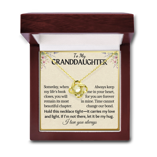 To My Granddaughter Love-Knot Necklace With Heartfelt Message Card in Luxury Wood Box