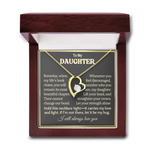 To My Daughter Heart Necklace With Heartfelt Message Card in Luxury Wood Box