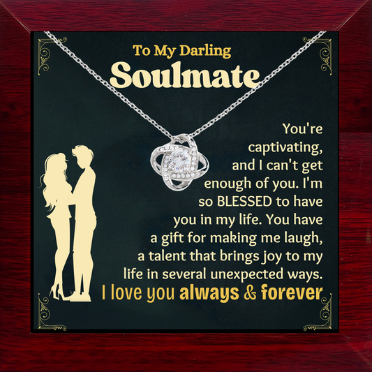To My Darling Soulmate Love-Knot Necklace With Message Card in Luxury Wood Box