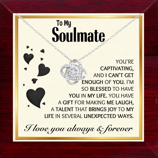 To My Lover Soulmate Love-Knot Necklace With Heartfelt Message Card in Luxury Wood Box