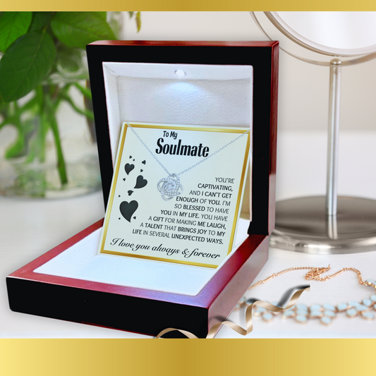 To My Lover Soulmate Love-Knot Necklace With Heartfelt Message Card in Luxury Wood Box
